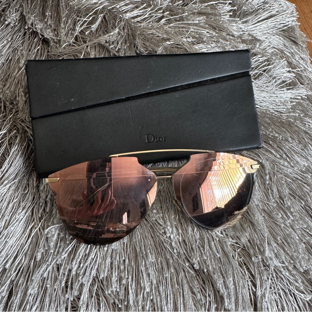 Dior Rose-Tinted Sunglasses with Gold Frame